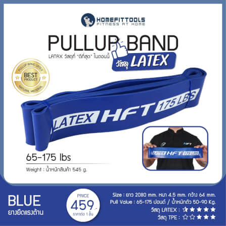 ยางยืดออกกำลังกาย Homefittools 65-175 ปอนด์ สีน้ำเงิน Latex_8